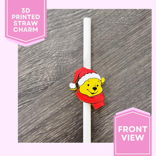 3D Printed Straw Charm- Christmas Yellow Bear