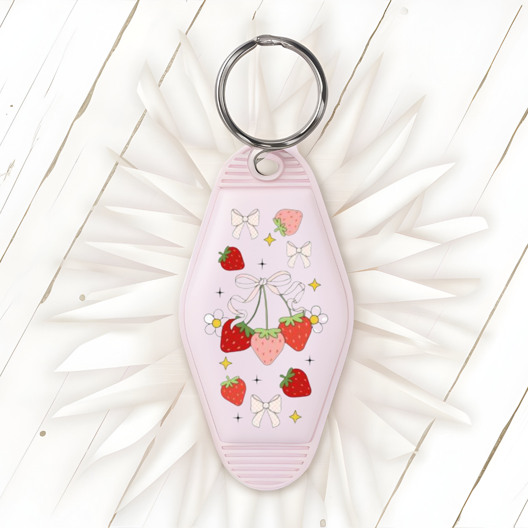 UV DTF MOTEL KEYCHAIN DECAL- Strawberries