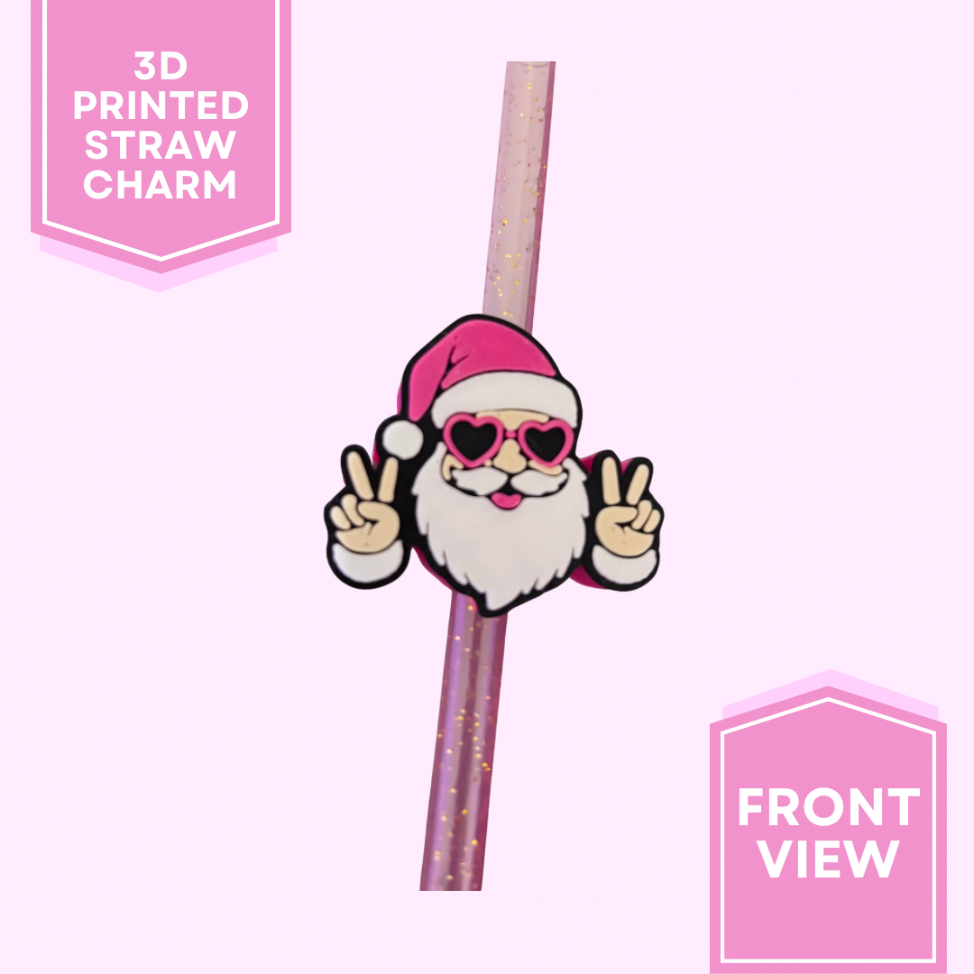 3D Printed Straw Charm- Peace Santa