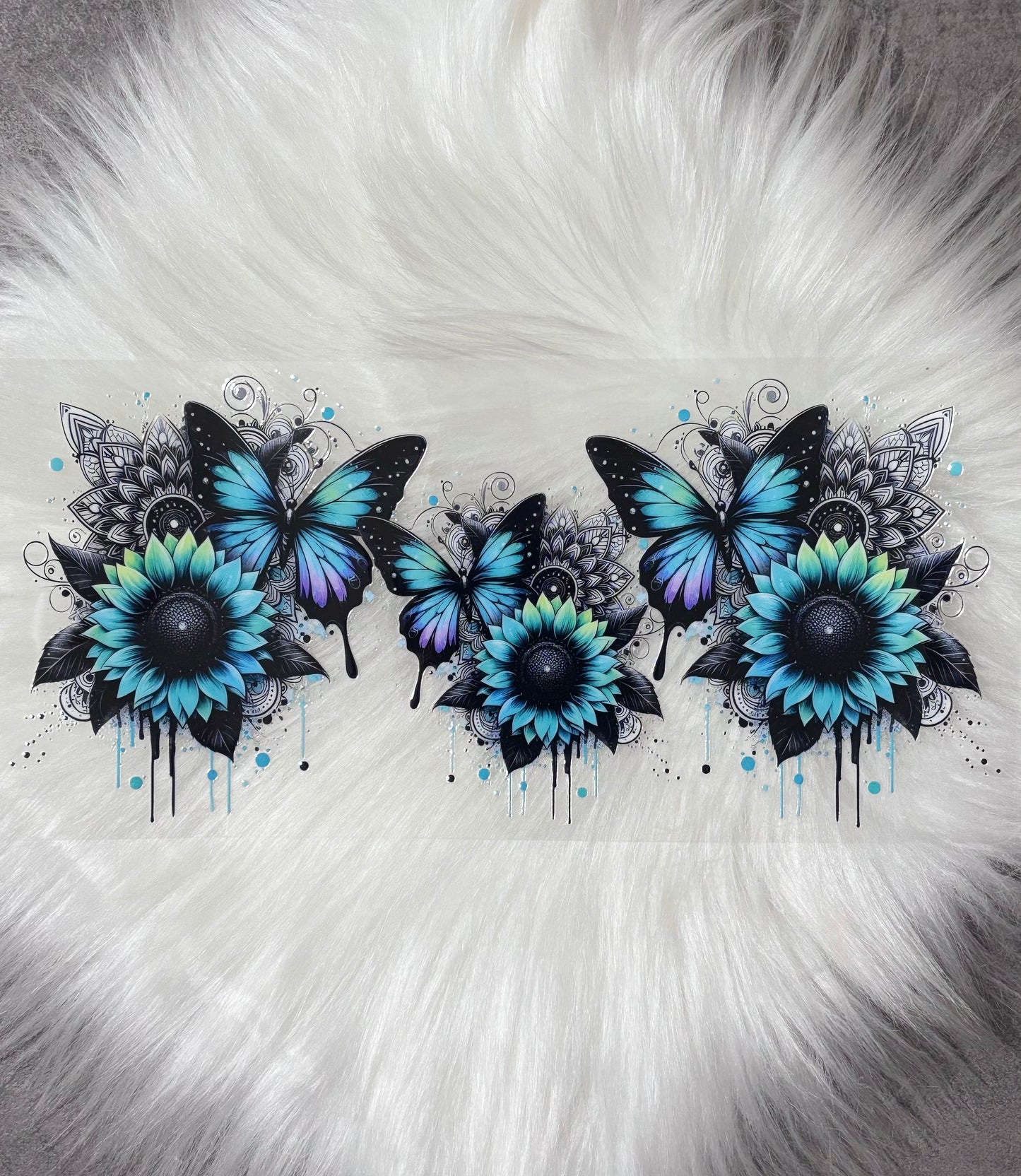 16oz UV DTF Wrap- Green/Blue Butterflies