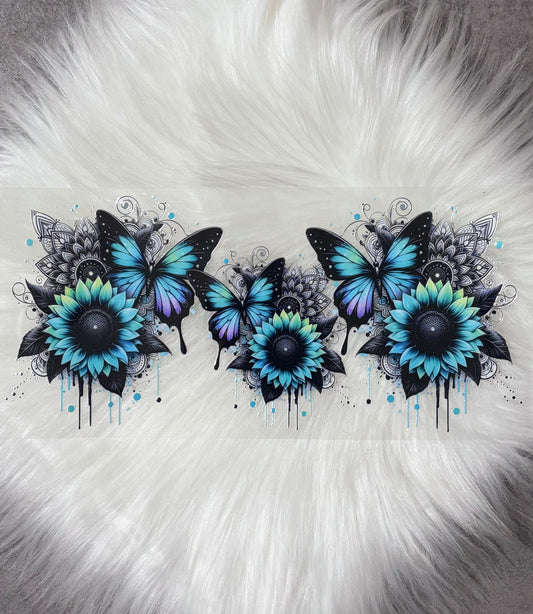 16oz UV DTF Wrap- Green/Blue Butterflies