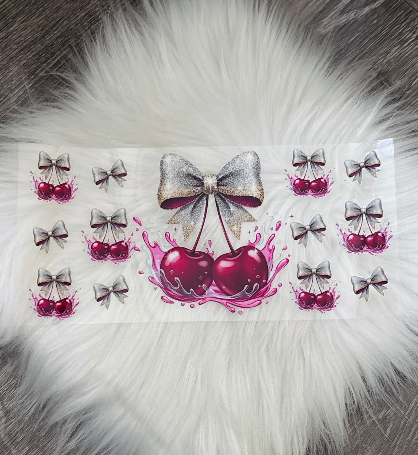 16oz UV DTF Wrap- Cherry Splash Coquette