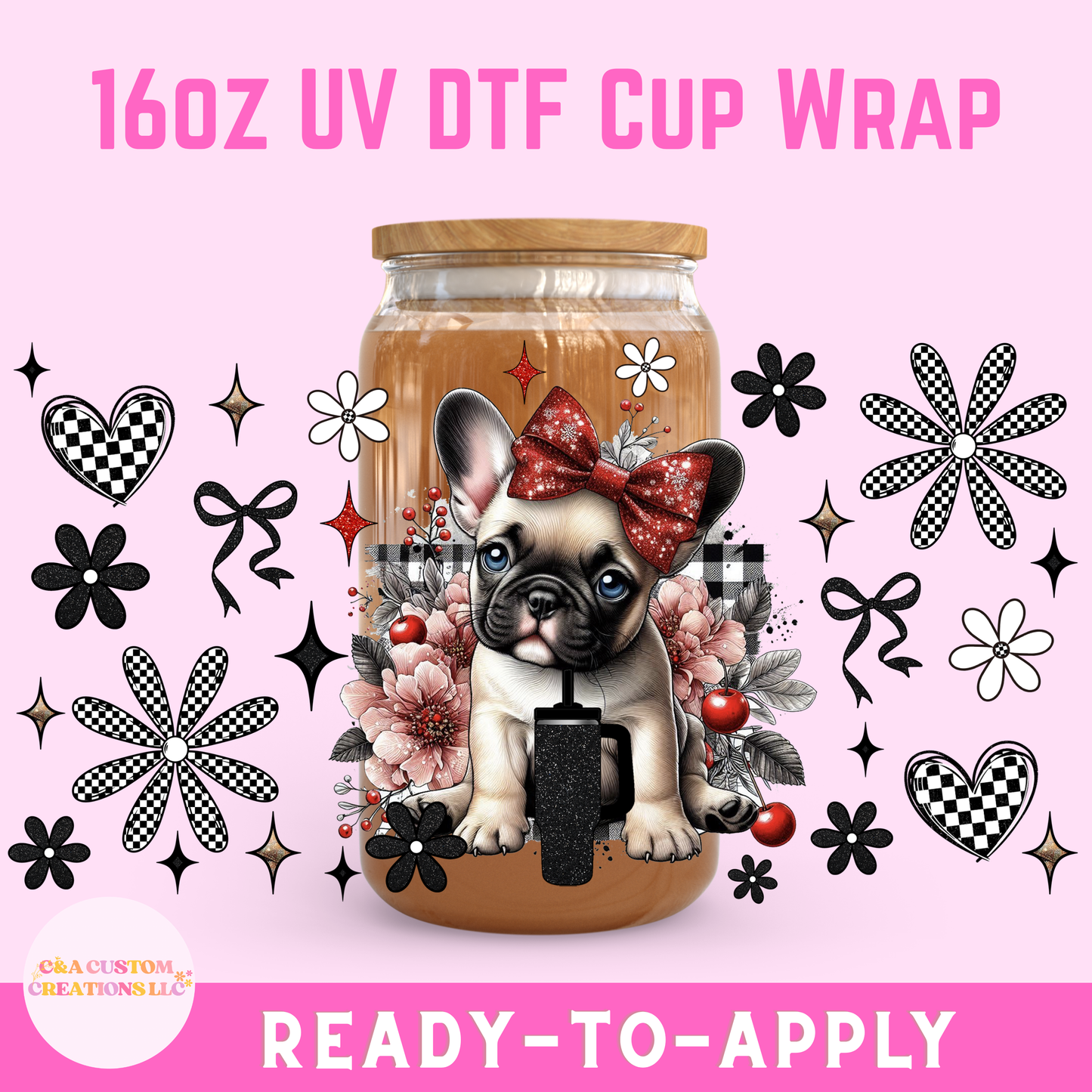 16oz UV DTF Wrap- Christmas Dog