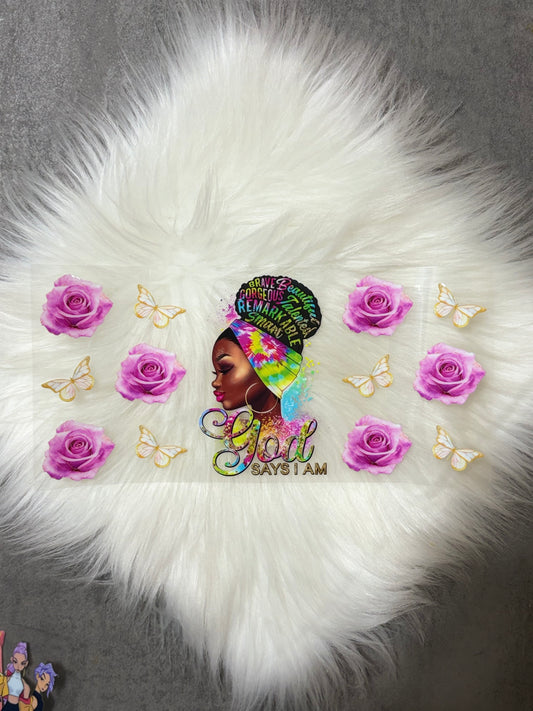16oz UV DTF Wrap- God Says/Roses