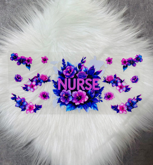 16oz UV DTF Wrap- NURSE W/FLOWERS