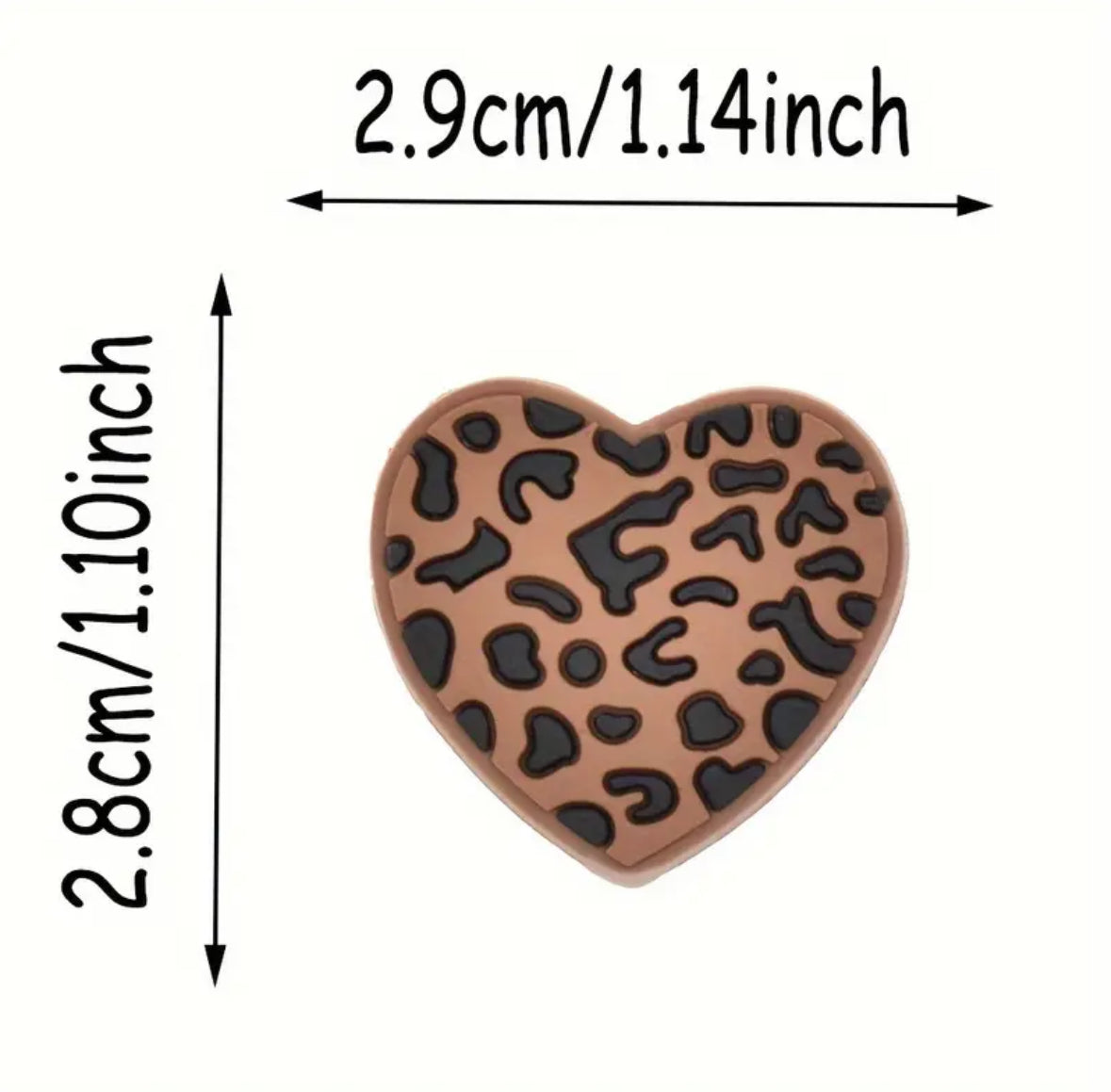 Brown Leopard Print Heart Shape PVC Focal Bead (1 Bead Per Pack)