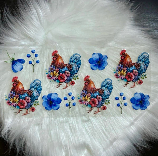 16oz UV DTF Wrap- Blue Roosters