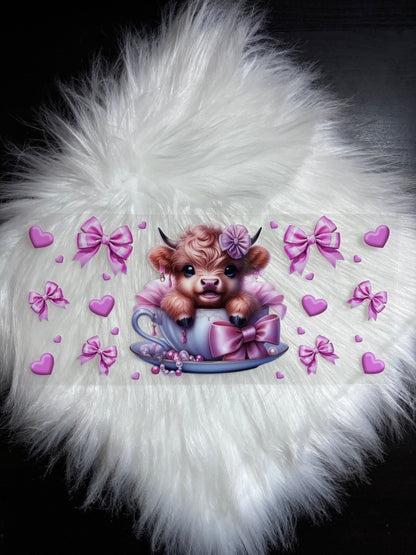 UV DTF Wrap- Highland Cow Teacup #1