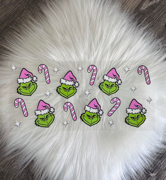 16OZ UV DTF Wrap- Grinch Candy Canes