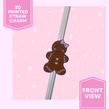 3D Printed Straw Charm- Gingerbread Girl