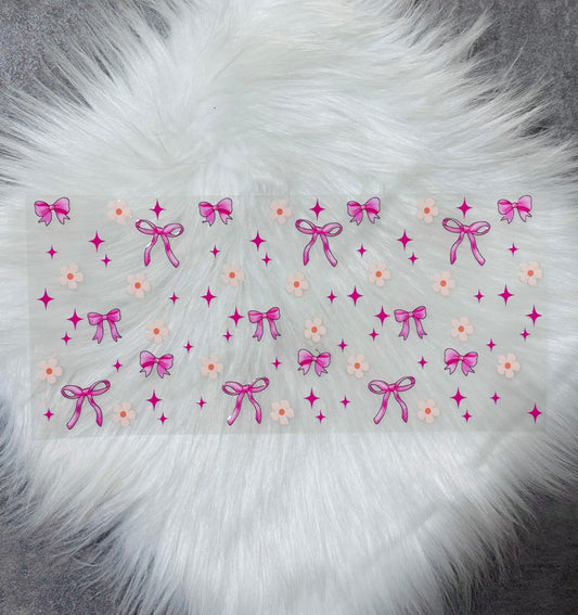 16oz UV DTF Wrap- Pink Bows & Flowers