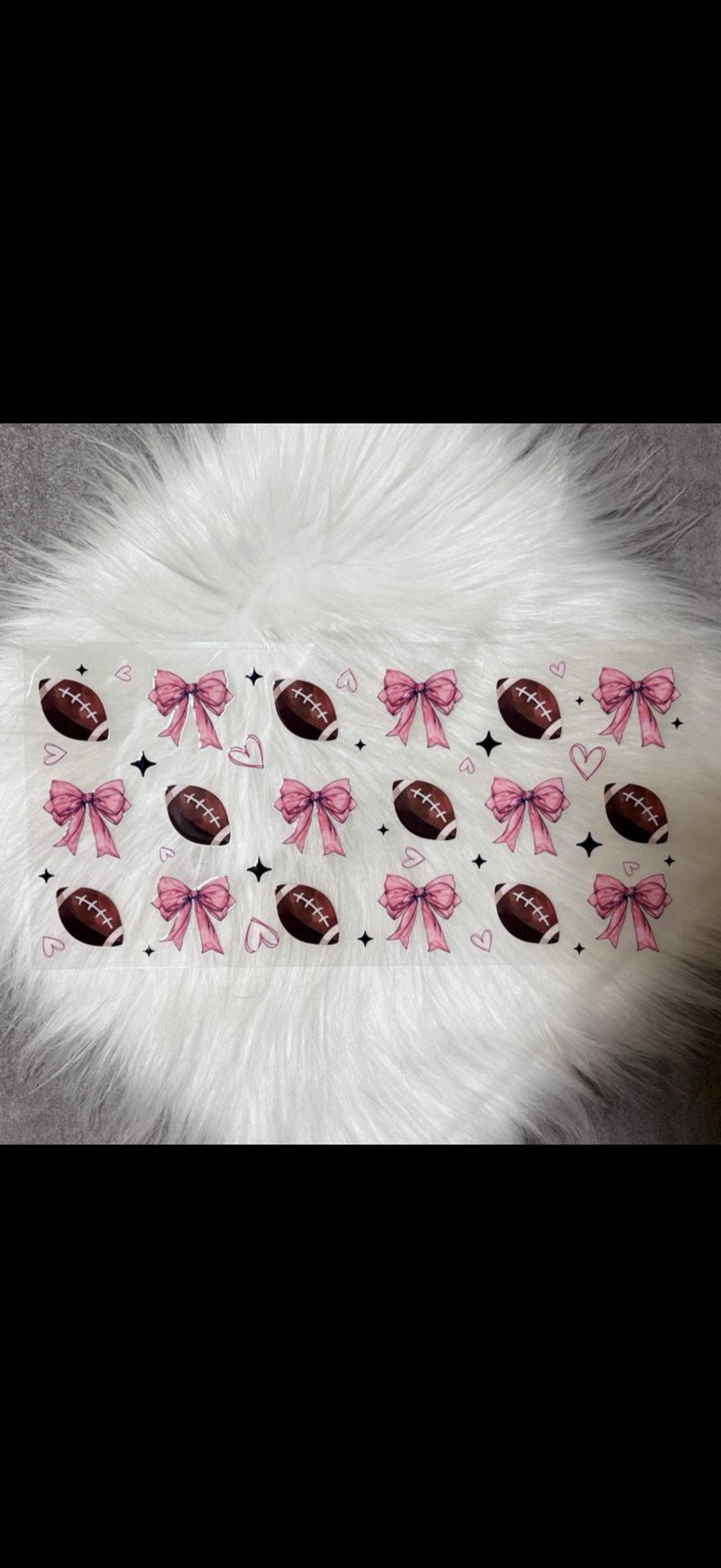UV DTF Wrap- Footballs & Pink Bows
