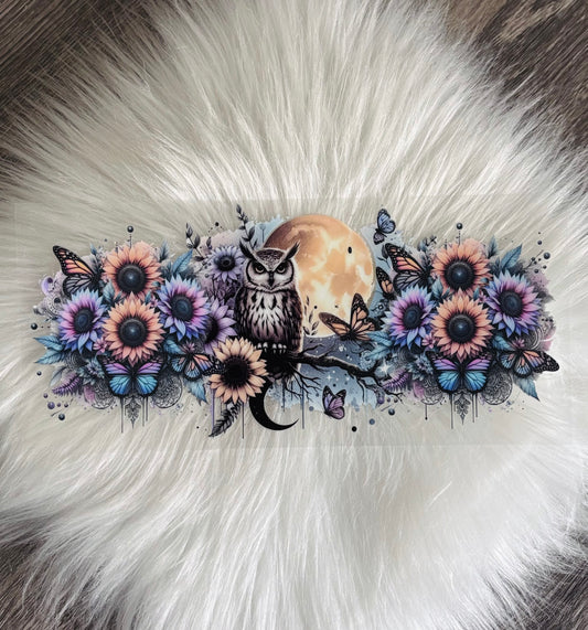 16OZ UV DTF Wrap- Owl With Butterflies