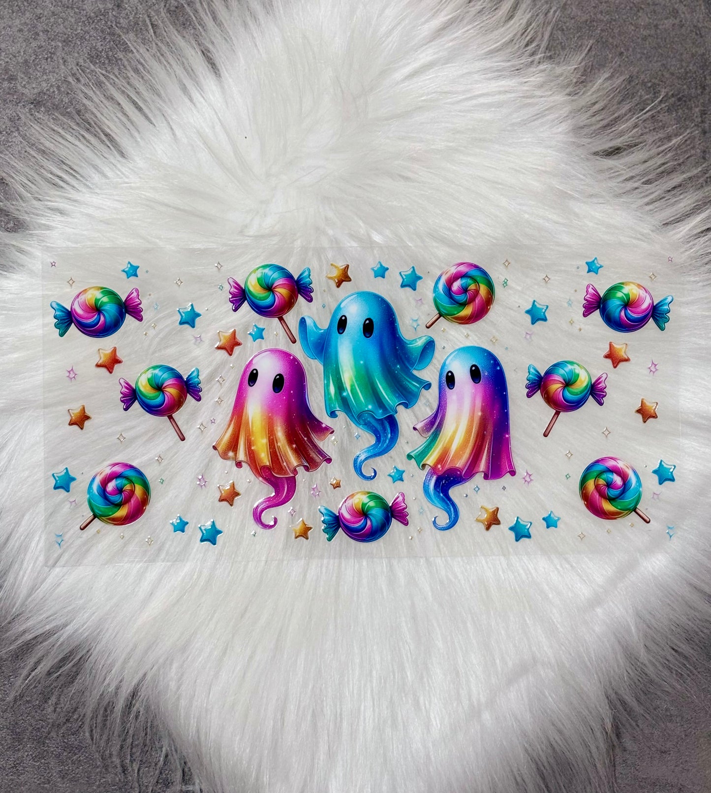 16oz UV DTF Wrap- Colorful Ghosts