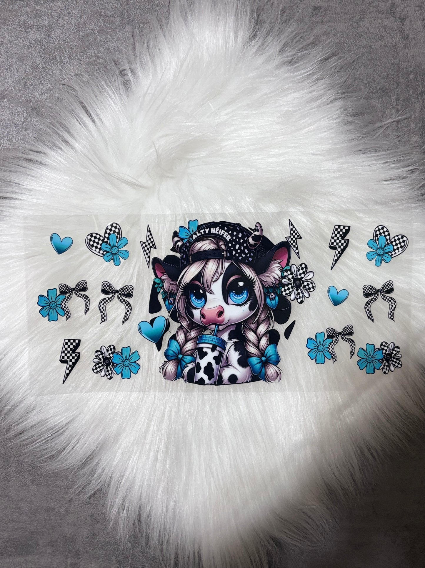 UV DTF Wrap- Blue Eyed Highland Cow
