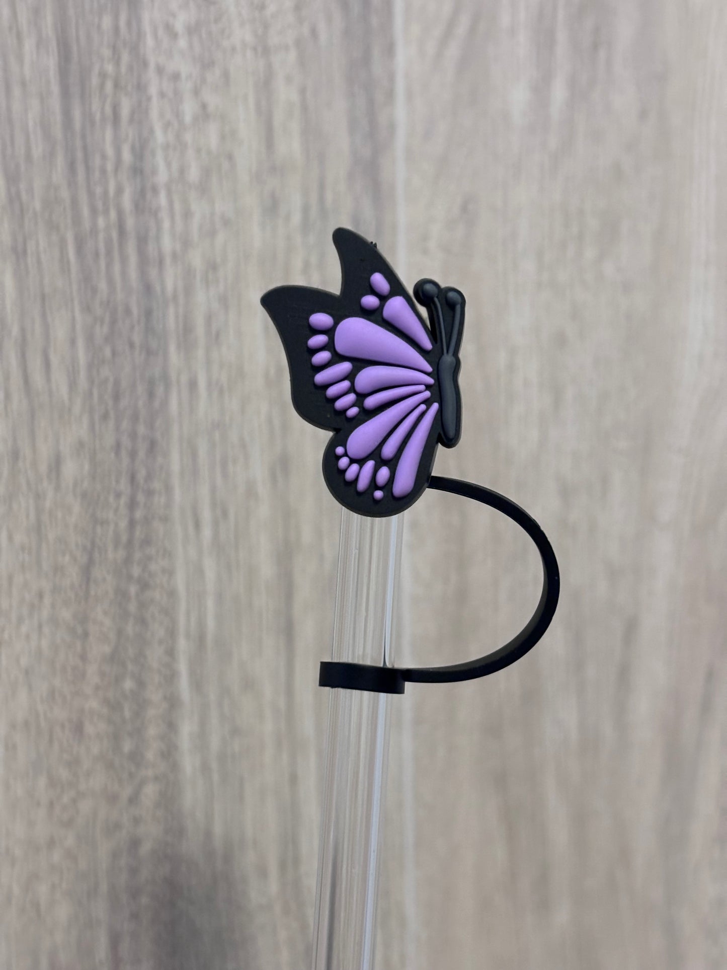 Straw Topper- Purple Butterfly