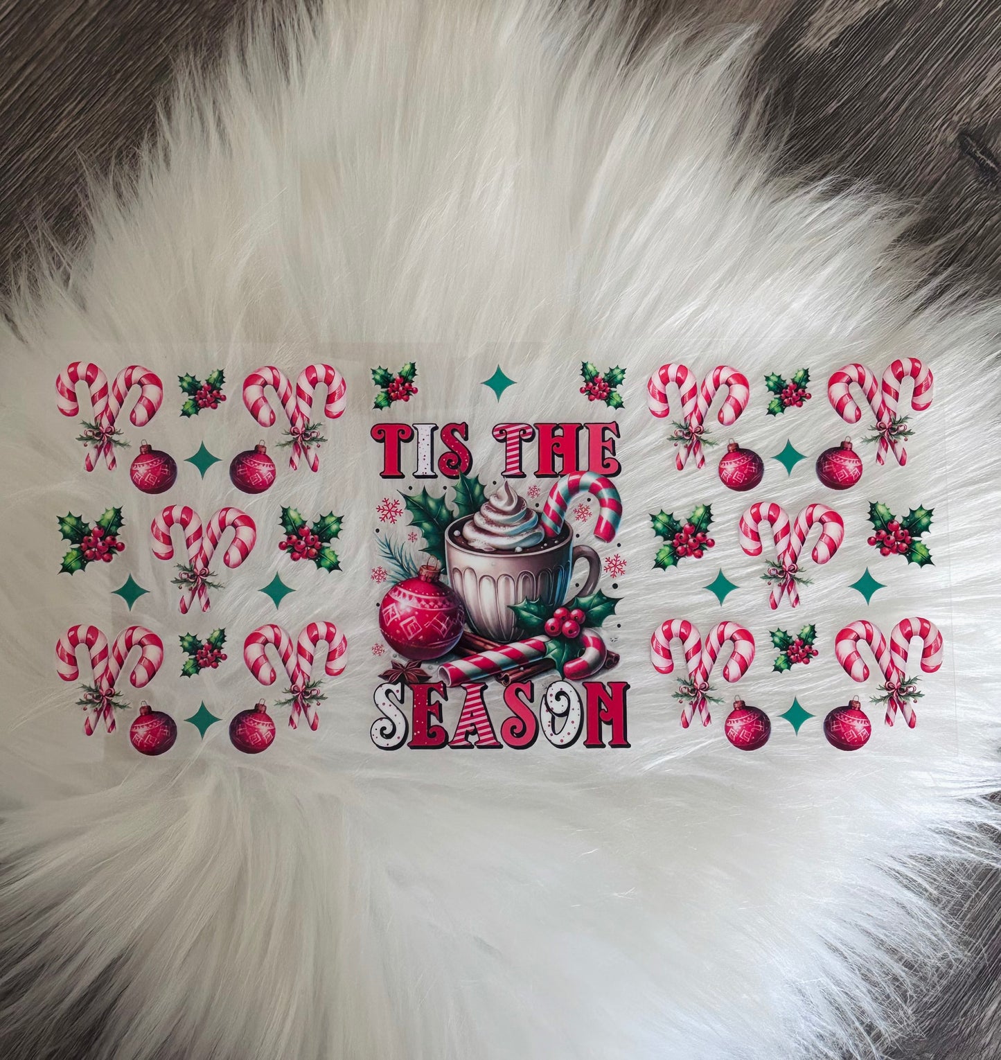 16oz UV DTF Wrap- Tis The Season Candy Canes