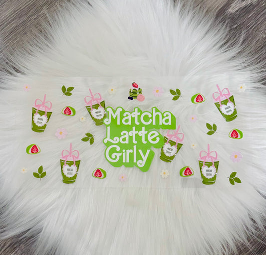 16oz UV DTF Wrap- Matcha Latte Girly