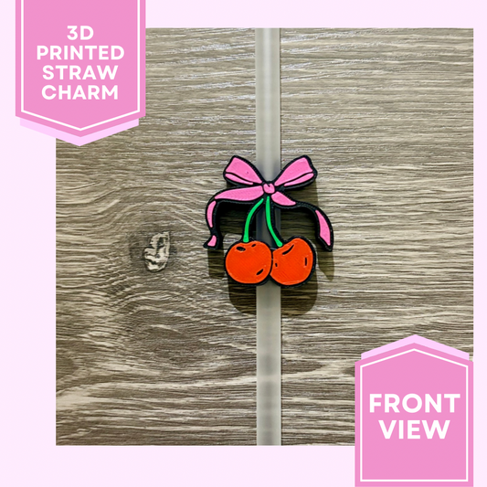 3D Printed Straw Charm- Cherries