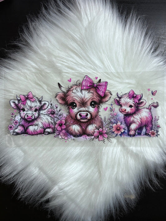 UV DTF Wrap- Pink Highland Cows