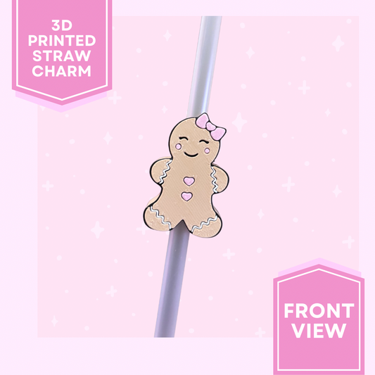 3D Printed Straw Charm- Gingerbread Girl
