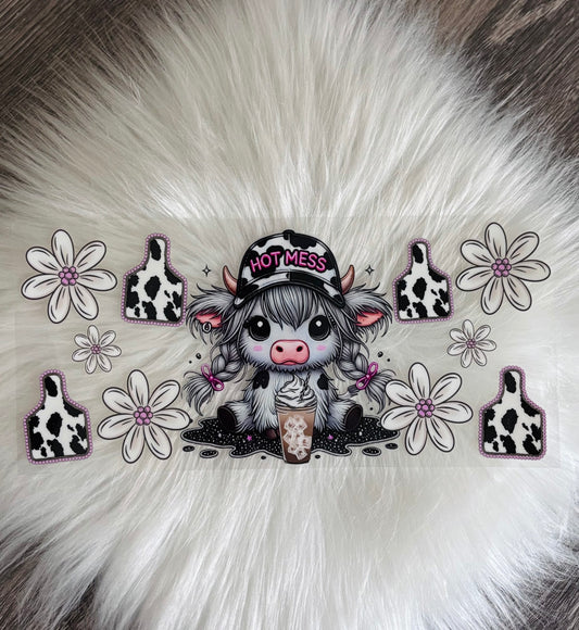 16OZ UV DTF Wrap- Hot Mess Highland Cow