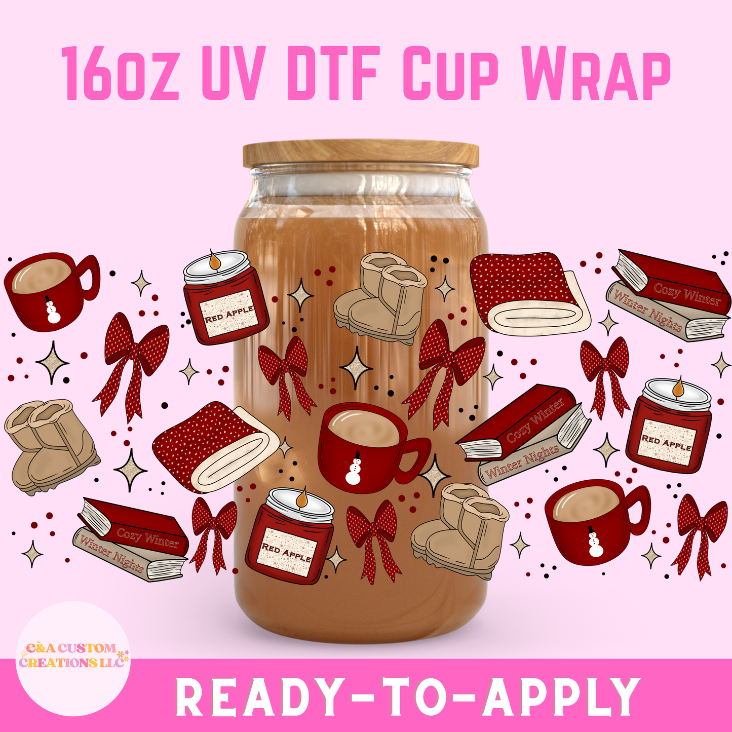 16oz UV DTF Wrap- Bookish Winter Nights