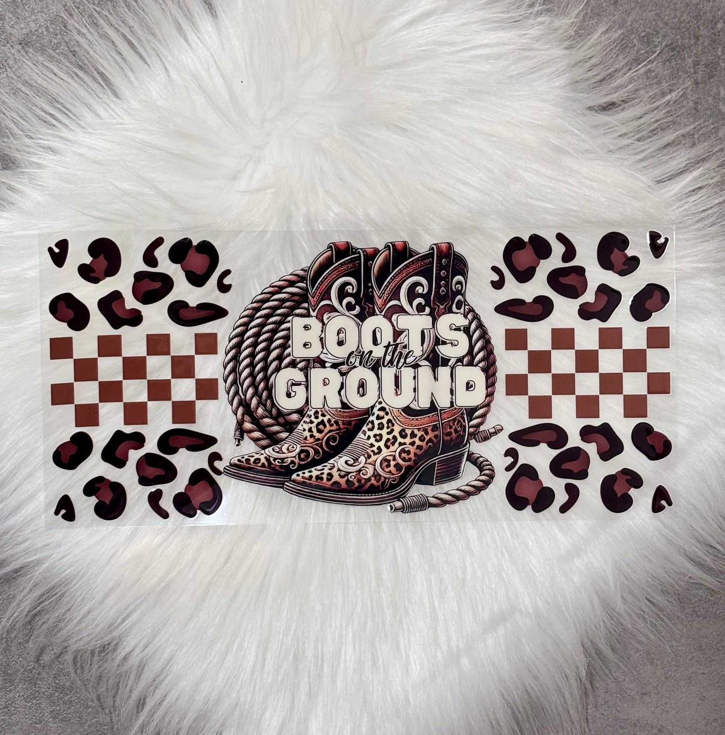 16oz UV DTF Wrap-Brown Boots On The Ground
