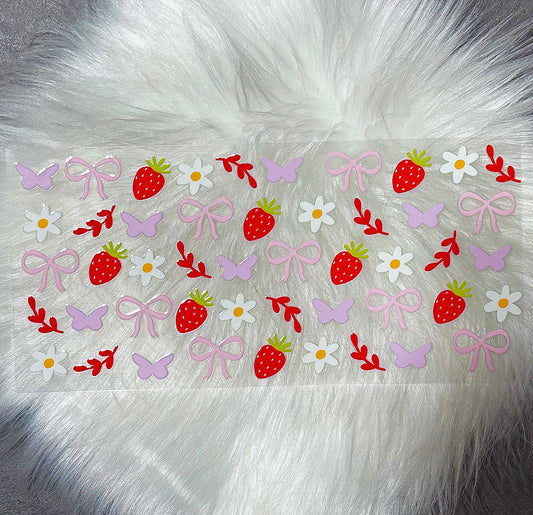 UV DTF Wrap- Pink Bows & Strawberries
