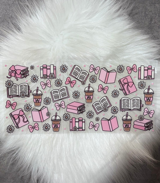 UV DTF Wrap- Pink Books & Coffee