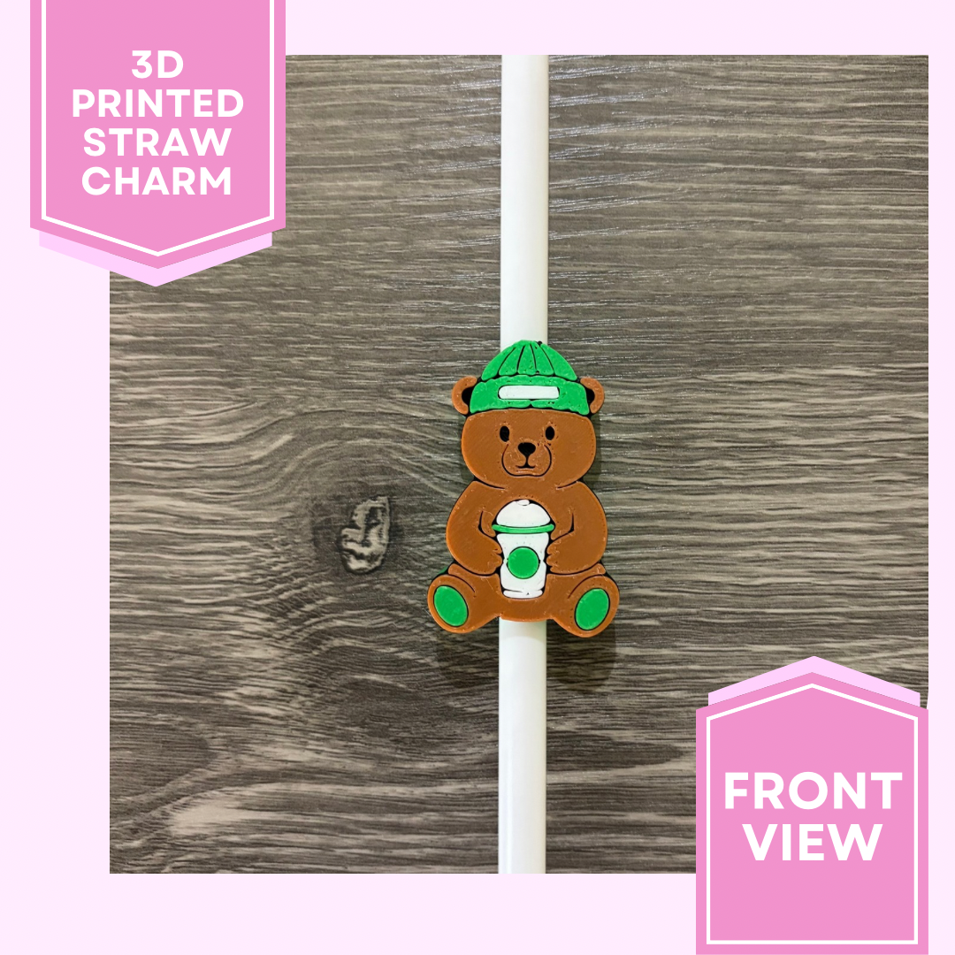 3D Printed Straw Charm- Bear