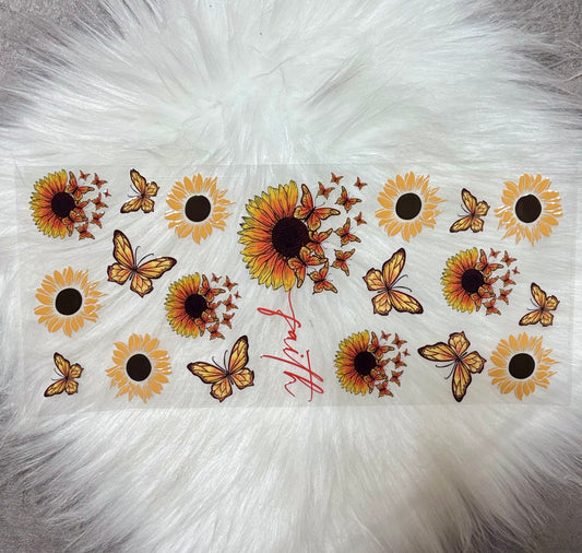 UV DTF Wrap- Faith Sunflowers