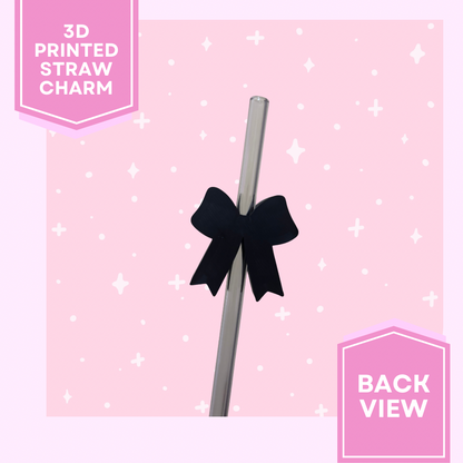 3D Printed Straw Charm- Black & White Checkered Bow