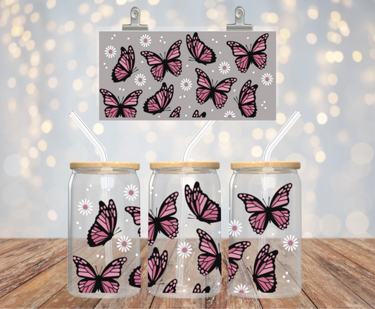 UV DTF Wrap- Pink & Black Butterflies