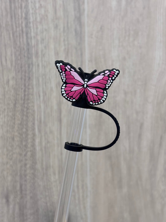 Straw Topper- Pink Butterfly