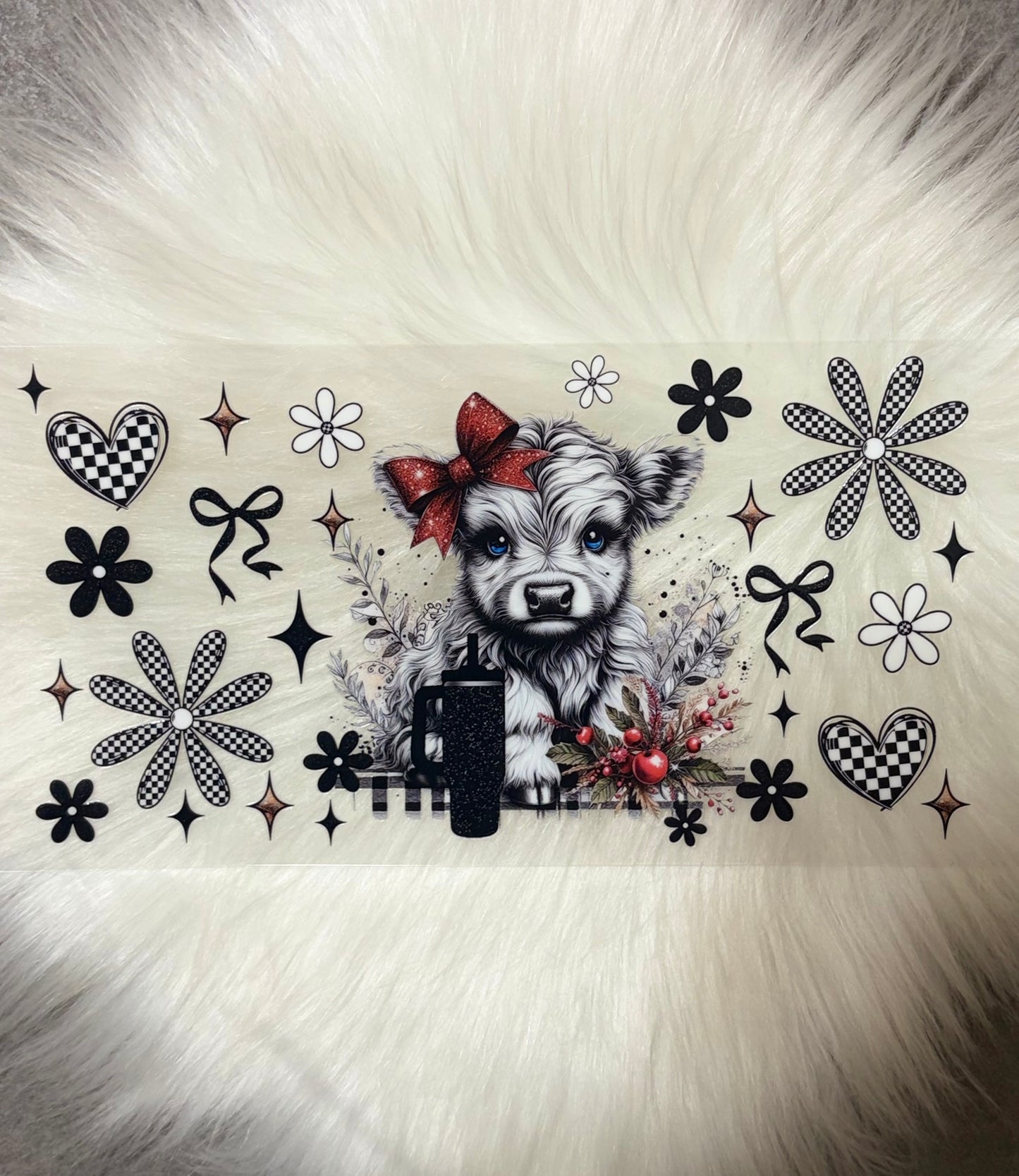 16oz UV DTF Wrap- Christmas Highland Cow