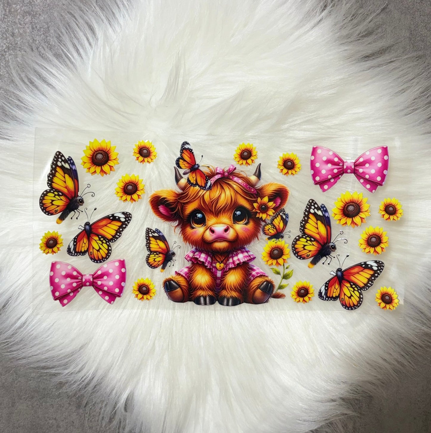16oz UV DTF Wrap- Highland Cow Butterflies & Bows