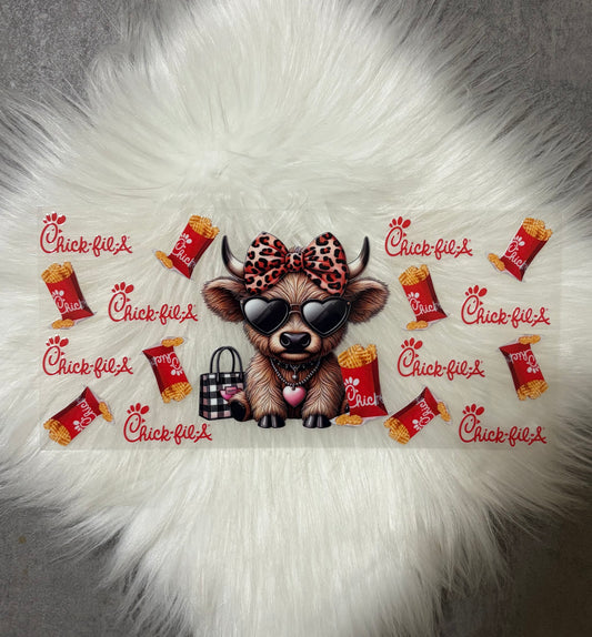 16oz UV DTF Wrap- Chic Highland Cow