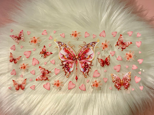 16oz UV DTF Wrap- Pink Butterflies