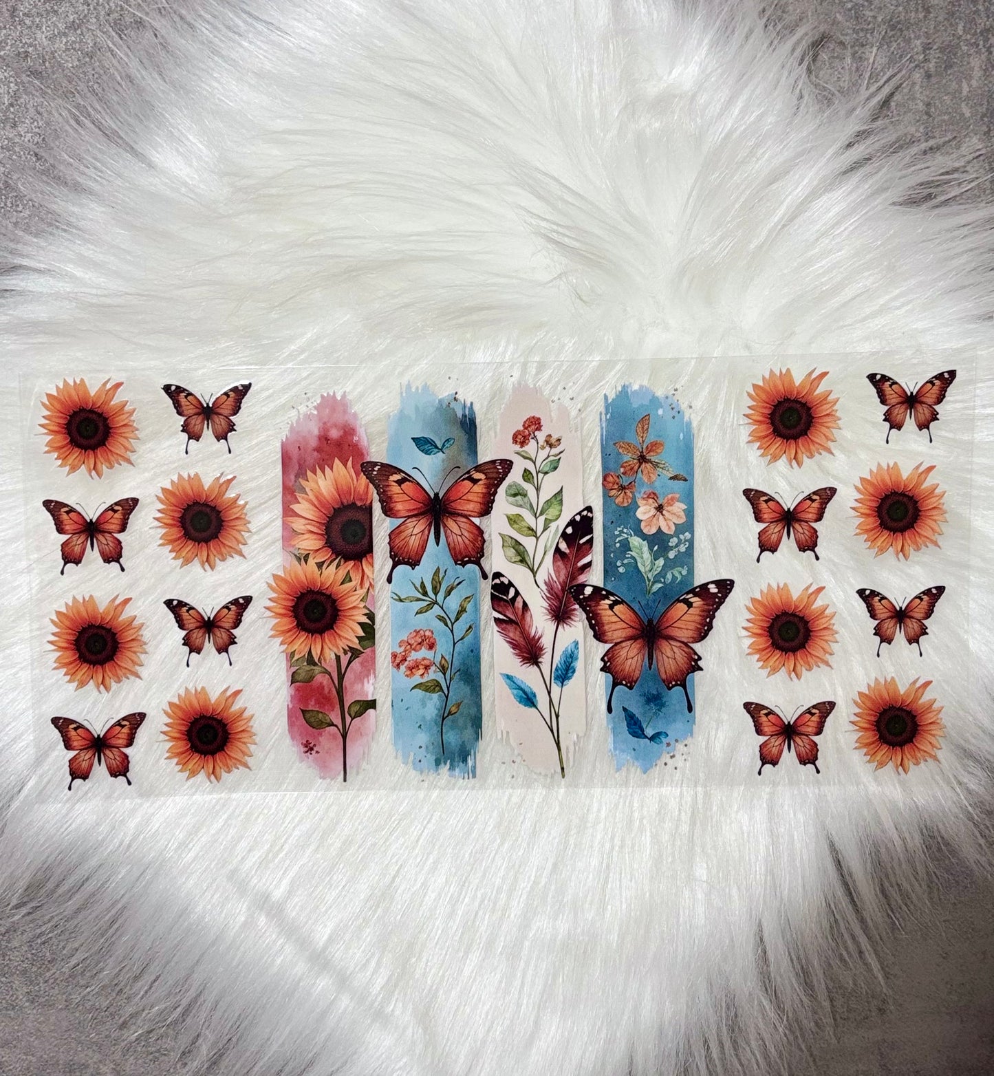 UV DTF Wrap- Brush Strokes Sunflowers & Butterflies