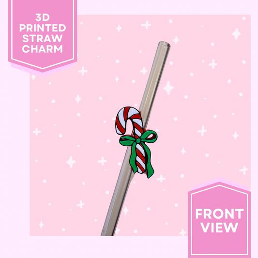 3D Printed Straw Charm- Candy Cane