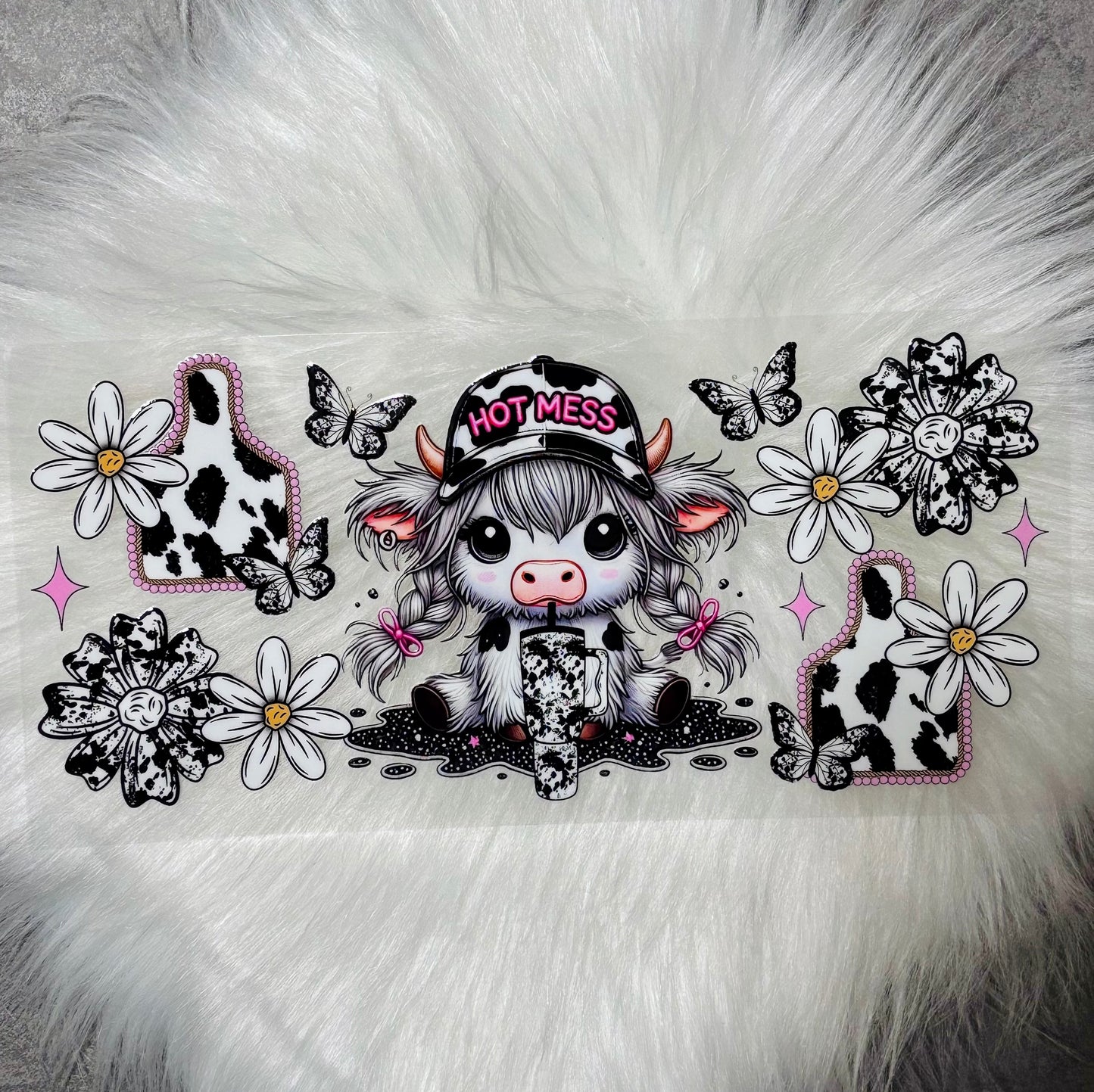 UV DTF Wrap- Hot Mess Highland Cow