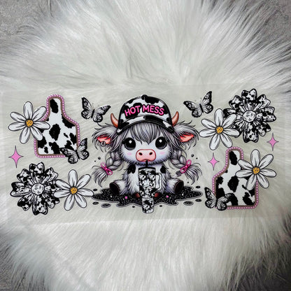 UV DTF Wrap- Hot Mess Highland Cow