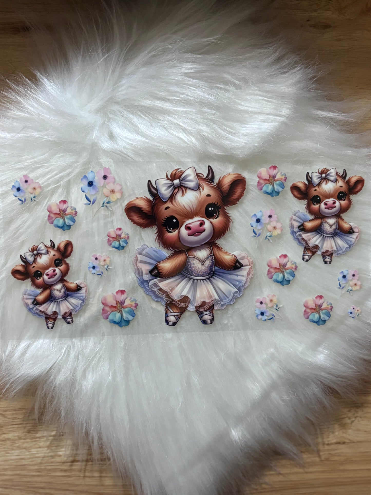 16oz UV DTF Wrap- Highland Cow Ballerina