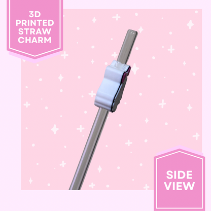 3D Printed Straw Charm- Cute Pink Bow Ghost