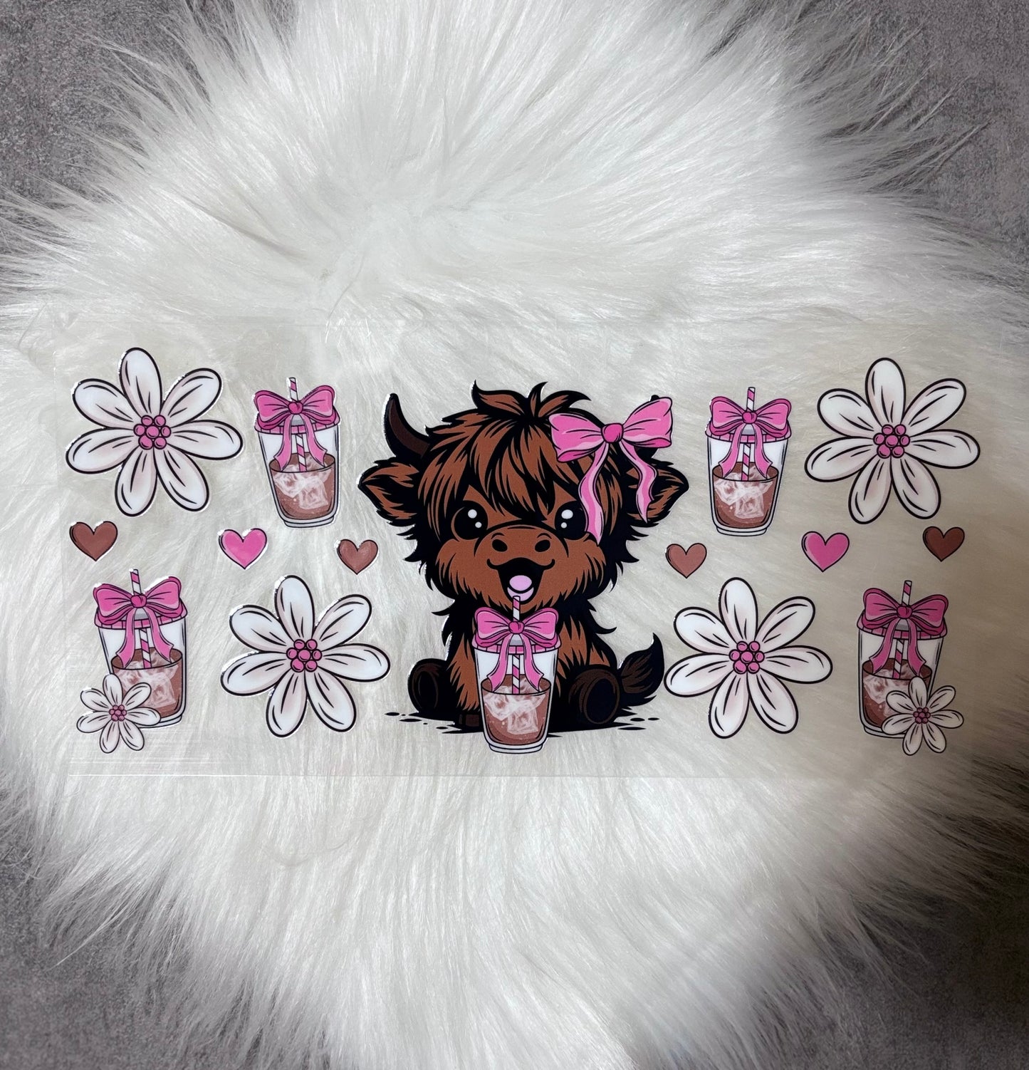 UV DTF Wrap- Highland Cow Iced Coffee