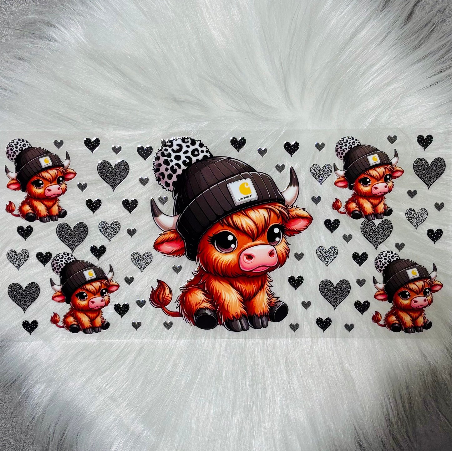 UV DTF Wrap-Highland Cow Black & Silver