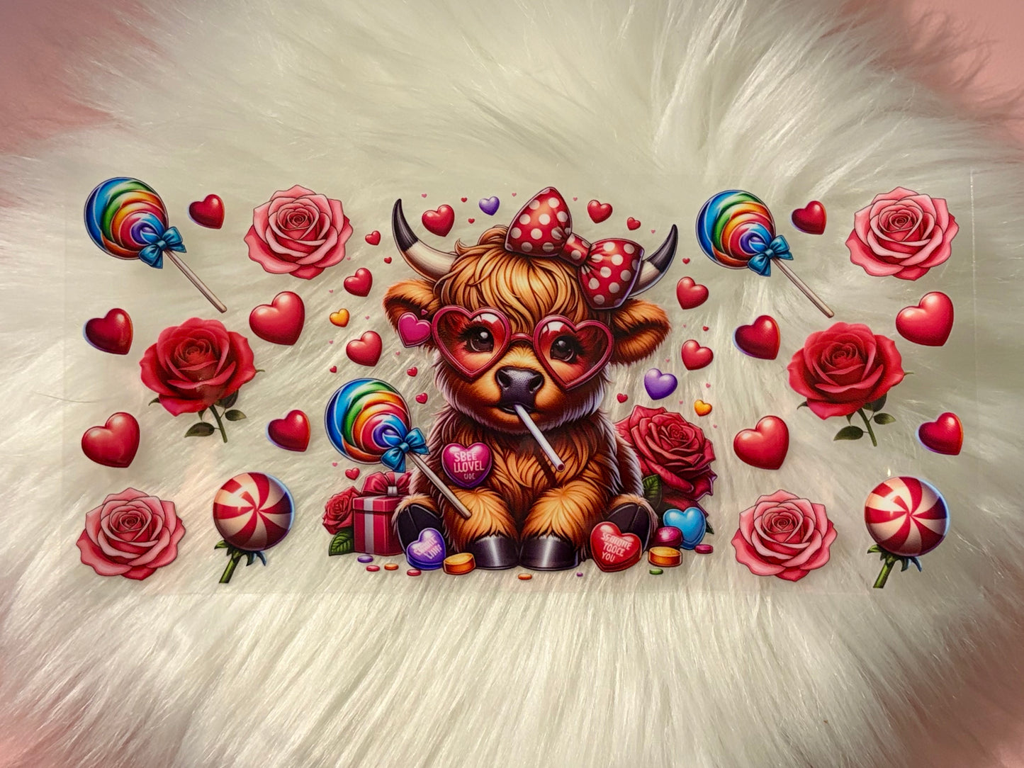 16oz UV DTF Wrap- Lollipop Highland Cow