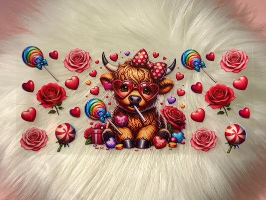 16oz UV DTF Wrap- Lollipop Highland Cow