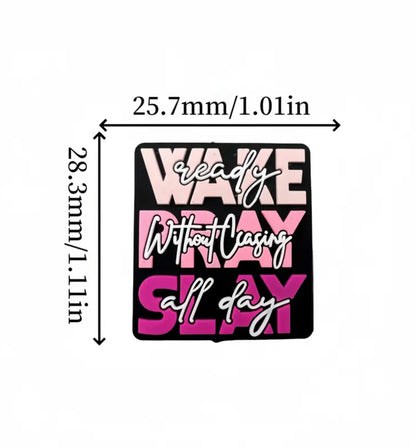 Wake Pray Slay Silicone Focal Beads (1 Bead Per Pack)